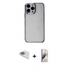 MARSİLYAN™- iPhone 13 Pro Max Kılıf Doruk Doku Prime - Siyah Bilvis 3D Mat Cam Ekran Koruyucu + Pers Alüminyum Kamera Lens - SABE