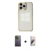 MARSİLYAN™- iPhone 13 Pro Max Kılıf Doruk Doku Prime - Siyah Bilvis 3D Mat Cam Ekran Koruyucu + Neon Fosforlu Kamera Lens - YL