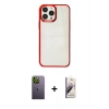 MARSİLYAN™- iPhone 13 Pro Max Kılıf Doruk Doku Prime - Siyah Bilvis 3D Mat Cam Ekran Koruyucu + Neon Fosforlu Kamera Lens - YL