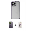 MARSİLYAN™- iPhone 13 Pro Max Kılıf Doruk Doku Prime - Siyah Bilvis 3D Mat Cam Ekran Koruyucu + Neon Fosforlu Kamera Lens - YL