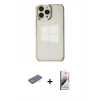 MARSİLYAN™- iPhone 13 Pro Max Kılıf Doruk Doku Prime - Siyah Bilvis 3D Mat Cam Ekran Koruyucu + Renkli Kamera Lens Koruma Cam - YL