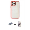 MARSİLYAN™- iPhone 13 Pro Max Kılıf Doruk Doku Prime - Siyah Bilvis 3D Mat Cam Ekran Koruyucu + Renkli Kamera Lens Koruma Cam - YL