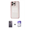 MARSİLYAN™- iPhone 13 Pro Max Kılıf Doruk Doku Prime - Siyah Bilvis 5in1 3D Magic Cam Ekran Koruyucu + Beyaz Neon Fosforlu Kamera Lens