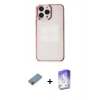 MARSİLYAN™- iPhone 13 Pro Max Kılıf Doruk Doku Prime - Siyah Bilvis 5in1 3D Magic Cam Ekran Koruyucu + Shine Kamera Lens Koruma Cam - GI