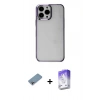 MARSİLYAN™- iPhone 13 Pro Max Kılıf Doruk Doku Prime - Siyah Bilvis 5in1 3D Magic Cam Ekran Koruyucu + Shine Kamera Lens Koruma Cam - GI