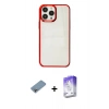 MARSİLYAN™- iPhone 13 Pro Max Kılıf Doruk Doku Prime - Siyah Bilvis 5in1 3D Magic Cam Ekran Koruyucu + Shine Kamera Lens Koruma Cam - GI