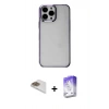 MARSİLYAN™- iPhone 13 Pro Max Kılıf Doruk Doku Prime - Siyah Bilvis 5in1 3D Magic Cam Ekran Koruyucu + Pers Alüminyum Kamera Lens - GD