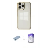 MARSİLYAN™- iPhone 13 Pro Max Kılıf Doruk Doku Prime - Siyah Bilvis 5in1 3D Magic Cam Ekran Koruyucu + Shine Kamera Lens Koruma Cam - MI