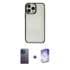 MARSİLYAN™- iPhone 13 Pro Max Kılıf Doruk Doku Prime - Siyah Bilvis 5in1 3D Magic Cam Ekran Koruyucu + Neon Fosforlu Kamera Lens - MI