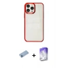 MARSİLYAN™- iPhone 13 Pro Max Kılıf Doruk Doku Prime - Siyah Bilvis 5in1 3D Magic Cam Ekran Koruyucu + Shine Kamera Lens Koruma Cam - MI