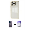 MARSİLYAN™- iPhone 13 Pro Max Kılıf Doruk Doku Prime - Siyah Bilvis 5in1 3D Magic Cam Ekran Koruyucu + Neon Fosforlu Kamera Lens - MI