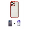 MARSİLYAN™- iPhone 13 Pro Max Kılıf Doruk Doku Prime - Siyah Bilvis 5in1 3D Magic Cam Ekran Koruyucu + Neon Fosforlu Kamera Lens - MI