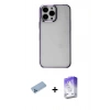 MARSİLYAN™- iPhone 13 Pro Max Kılıf Doruk Doku Prime - Siyah Bilvis 5in1 3D Magic Cam Ekran Koruyucu + Shine Kamera Lens Koruma Cam - MI
