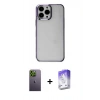 MARSİLYAN™- iPhone 13 Pro Max Kılıf Doruk Doku Prime - Siyah Bilvis 5in1 3D Magic Cam Ekran Koruyucu + Neon Fosforlu Kamera Lens - YL