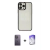 MARSİLYAN™- iPhone 13 Pro Max Kılıf Doruk Doku Prime - Siyah Bilvis 5in1 3D Magic Cam Ekran Koruyucu + Neon Fosforlu Kamera Lens - BZ