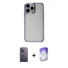 MARSİLYAN™- iPhone 13 Pro Max Kılıf Doruk Doku Prime - Siyah Bilvis 5in1 3D Magic Cam Ekran Koruyucu + Neon Fosforlu Kamera Lens - BZ