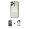 MARSİLYAN™- iPhone 13 Pro Max Kılıf Doruk Doku Prime - Siyah Bilvis 5in1 3D Magic Cam Ekran Koruyucu + Neon Fosforlu Kamera Lens - YL