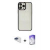 MARSİLYAN™- iPhone 13 Pro Max Kılıf Doruk Doku Prime - Siyah Bilvis 5in1 3D Magic Cam Ekran Koruyucu + Pers Alüminyum Kamera Lens - LT