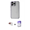 MARSİLYAN™- iPhone 13 Pro Max Kılıf Doruk Doku Prime - Siyah Bilvis 5in1 3D Magic Cam Ekran Koruyucu + Pers Alüminyum Kamera Lens - KI