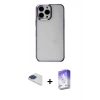 MARSİLYAN™- iPhone 13 Pro Max Kılıf Doruk Doku Prime - Siyah Bilvis 5in1 3D Magic Cam Ekran Koruyucu + Pers Alüminyum Kamera Lens - LT
