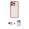 MARSİLYAN™- iPhone 13 Pro Max Kılıf Doruk Doku Prime - Siyah Bilvis 5in1 3D Magic Cam Ekran Koruyucu + Rainbow Kamera Lens Koruma Cam - KI