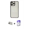 MARSİLYAN™- iPhone 13 Pro Max Kılıf Doruk Doku Prime - Siyah Bilvis 5in1 3D Magic Cam Ekran Koruyucu + Rainbow Kamera Lens Koruma Cam - BZ