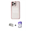 MARSİLYAN™- iPhone 13 Pro Max Kılıf Doruk Doku Prime - Siyah Bilvis 5in1 3D Magic Cam Ekran Koruyucu + Rainbow Kamera Lens Koruma Cam - BZ