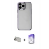 MARSİLYAN™- iPhone 13 Pro Max Kılıf Doruk Doku Prime - Siyah Bilvis 5in1 3D Magic Cam Ekran Koruyucu + Rainbow Kamera Lens Koruma Cam - BZ