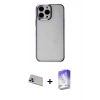 MARSİLYAN™- iPhone 13 Pro Max Kılıf Doruk Doku Prime - Siyah Bilvis 5in1 3D Magic Cam Ekran Koruyucu + Rainbow Kamera Lens Koruma Cam - MR