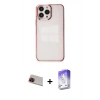 MARSİLYAN™- iPhone 13 Pro Max Kılıf Doruk Doku Prime - Siyah Bilvis 5in1 3D Magic Cam Ekran Koruyucu + Rainbow Kamera Lens Koruma Cam - KI