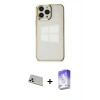 MARSİLYAN™- iPhone 13 Pro Max Kılıf Doruk Doku Prime - Siyah Bilvis 5in1 3D Magic Cam Ekran Koruyucu + Rainbow Kamera Lens Koruma Cam - BZ