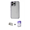 MARSİLYAN™- iPhone 13 Pro Max Kılıf Doruk Doku Prime - Siyah Bilvis 5in1 3D Magic Cam Ekran Koruyucu + Rainbow Kamera Lens Koruma Cam - REGD