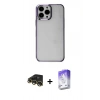 MARSİLYAN™- iPhone 13 Pro Max Kılıf Doruk Doku Prime - Siyah Bilvis 5in1 3D Magic Cam Ekran Koruyucu + Raze Metal Kamera Lens - GD