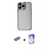MARSİLYAN™- iPhone 13 Pro Max Kılıf Doruk Doku Prime - Siyah Bilvis 5in1 3D Magic Cam Ekran Koruyucu + Renkli Kamera Lens Koruma Cam - MI