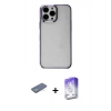 MARSİLYAN™- iPhone 13 Pro Max Kılıf Doruk Doku Prime - Siyah Bilvis 5in1 3D Magic Cam Ekran Koruyucu + Renkli Kamera Lens Koruma Cam - YL