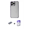 MARSİLYAN™- iPhone 13 Pro Max Kılıf Doruk Doku Prime - Siyah Bilvis 5in1 3D Magic Cam Ekran Koruyucu + Renkli Kamera Lens Koruma Cam - SI
