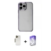 MARSİLYAN™- iPhone 13 Pro Max Kılıf Doruk Doku Prime - Siyah Bilvis 5in1 3D Magic Cam Ekran Koruyucu + Shine Kamera Lens - GD