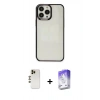MARSİLYAN™- iPhone 13 Pro Max Kılıf Doruk Doku Prime - Siyah Bilvis 5in1 3D Magic Cam Ekran Koruyucu + Shine Kamera Lens - GD