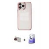 MARSİLYAN™- iPhone 13 Pro Max Kılıf Doruk Doku Prime - Siyah Bilvis 5in1 5D Magic Hayalet Cam Ekran Koruyucu + Rainbow Kamera Lens Koruma Cam - KI