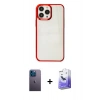 MARSİLYAN™- iPhone 13 Pro Max Kılıf Doruk Doku Prime - Siyah Bilvis 5in1 5D Magic Hayalet Cam Ekran Koruyucu + Neon Fosforlu Kamera Lens - MI