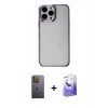 MARSİLYAN™- iPhone 13 Pro Max Kılıf Doruk Doku Prime - Siyah Bilvis 5in1 5D Magic Hayalet Cam Ekran Koruyucu + Neon Fosforlu Kamera Lens - YL
