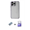 MARSİLYAN™- iPhone 13 Pro Max Kılıf Doruk Doku Prime - Siyah Bilvis 5in1 5D Magic Hayalet Cam Ekran Koruyucu + Shine Kamera Lens Koruma Cam - GI