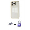 MARSİLYAN™- iPhone 13 Pro Max Kılıf Doruk Doku Prime - Siyah Bilvis 5in1 5D Magic Hayalet Cam Ekran Koruyucu + Renkli Kamera Lens Koruma Cam - MI
