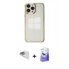 MARSİLYAN™- iPhone 13 Pro Max Kılıf Doruk Doku Prime - Siyah Bilvis 5in1 5D Magic Hayalet Cam Ekran Koruyucu + Pers Alüminyum Kamera Lens - SABE