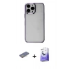 MARSİLYAN™- iPhone 13 Pro Max Kılıf Doruk Doku Prime - Siyah Bilvis 5in1 5D Magic Hayalet Cam Ekran Koruyucu + Renkli Kamera Lens Koruma Cam - SI