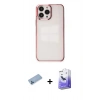 MARSİLYAN™- iPhone 13 Pro Max Kılıf Doruk Doku Prime - Siyah Bilvis 5in1 5D Magic Hayalet Cam Ekran Koruyucu + Shine Kamera Lens Koruma Cam - MI