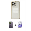 MARSİLYAN™- iPhone 13 Pro Max Kılıf Doruk Doku Prime - Siyah Bilvis 5in1 5D Magic Hayalet Cam Ekran Koruyucu + Neon Fosforlu Kamera Lens - YL