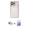 MARSİLYAN™- iPhone 13 Pro Max Kılıf Doruk Doku Prime - Siyah Bilvis 5in1 5D Magic Hayalet Cam Ekran Koruyucu + Rainbow Kamera Lens Koruma Cam - MI