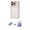 MARSİLYAN™- iPhone 13 Pro Max Kılıf Doruk Doku Prime - Siyah Bilvis 5in1 5D Magic Hayalet Cam Ekran Koruyucu + Shine Kamera Lens Koruma Cam - GI