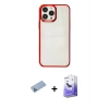 MARSİLYAN™- iPhone 13 Pro Max Kılıf Doruk Doku Prime - Siyah Bilvis 5in1 5D Magic Hayalet Cam Ekran Koruyucu + Shine Kamera Lens Koruma Cam - MI